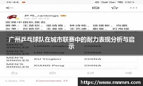 广州乒乓球队在城市联赛中的耐力表现分析与启示